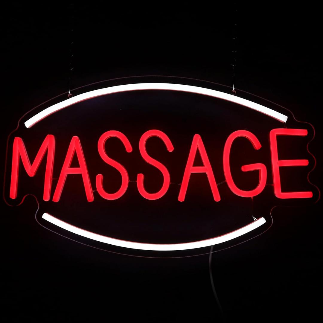 Massage Neon Sign Massage LED Light Dimmable Wall Decor Massage Shop Salon Store Man Cave Massage Decoration 17.2 * 11.2 Inch