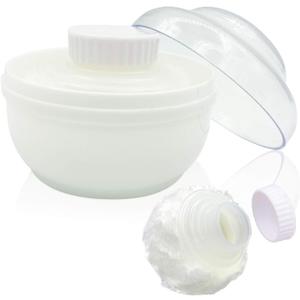 Storage Body Powder Container, Large 3.5" Fluffy Body After-Bath Powder Case, Baby Care Face/Body Villus Powder Puff Box, Makeup Cosmetic Talcum Powder Container with Hand Holder (White)