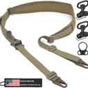 WarBull 2 Point Rifle Sling, QD Swivel Quick Adjust Gun Sling with HK Hook, Soft Shoulder Pad Tactical Rifle Sling for Rifle Shotgun and Crossbow, Hunting and Outdoor Sports with Keychain Gift