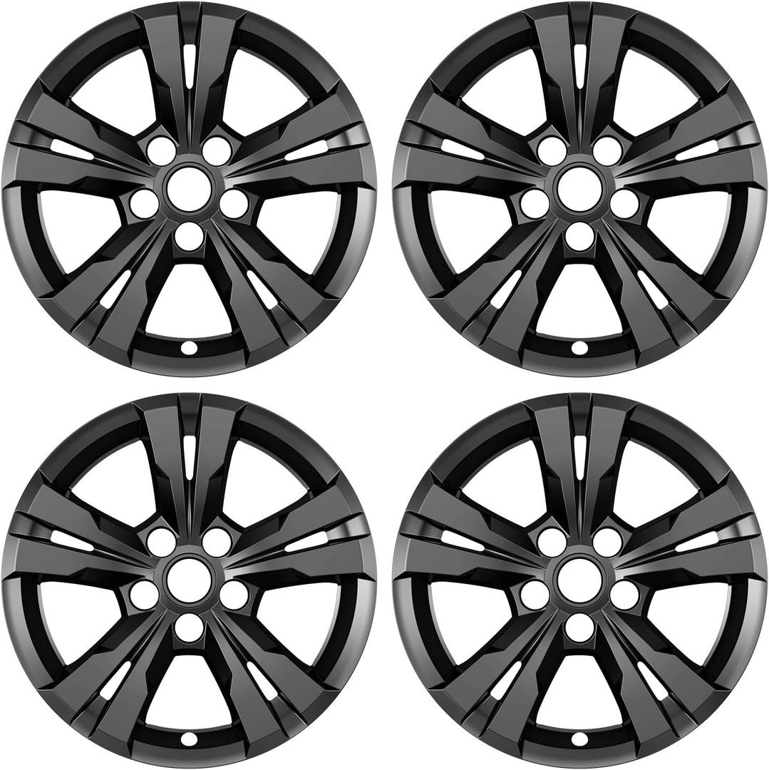 4-Pack Wheel Skins Compatible with Chevrolet Chevy Equinox 2010 2011 2012 2013 2014 2015, 17 inch, 10-17 Chevy Equinox Wheel Rim Skin (Bright Black Color)