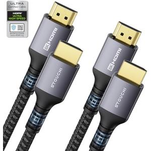 Stouchi 8K HDMI Cable 2-Pack 10FT (Certified) 48Gbps Ultra High Speed HDMI® Cable 8K@60Hz 4K@120Hz @144Hz, SBTM eARC HDR10 Dynamic HDR DTS:X HDCP 2.2&2.3 Compatible with PS5/Roku TV/HDTV/Blu-ray