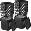 Suzile 10 Pcs Food Grade Square Bucket with Lid 1 Gallon Plastic Bucket 4.5L Utility Industrial Pail with Handle Container for Food Oil Tub Water Fishing Paint House Cleaning Car Washing (Black)