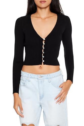 Forever 21 Women's Cropped Cardigan Sweater Black X-Small