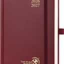 POPRUN 2026-2027 Daily Planner One Page Per Day (Medium - 5.75" x 8.5") - Academic Calendar Book(July 2026 - June 2027), 2026 Day Appointment Book with Pen Holder, Hardcover - Burgundy