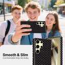Owncase for Samsung Galaxy S24 Ultra Case Cute Fashion Polka Dot Phone Case for Women Girls Shockproof Slim TPU and Hard PC Protective Cover, Black
