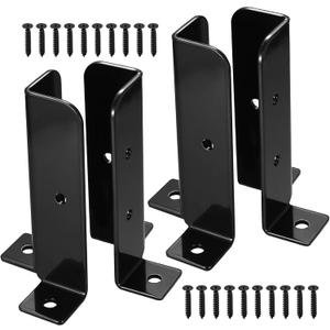 Deck Post Anchor, 4 Pcs Adjustable Post Base Brackets, Heavy Duty Wood Fence Pergola , Reversible Half Column Post Anchor Base Brackets Fit 1.5x1.5,2x2,2x4,4x4 Post, Deck Mailbox(Model B)