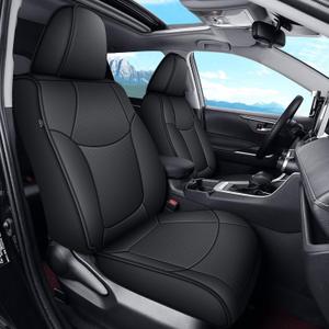 IKABEVEM Seat Covers Full Set Custom Fit for Toyota RAV4 2019-2025: Waterproof Faux Leather Seat Cushion 2 Row 5 Seats Auto Protectors(Black, Full Set)
