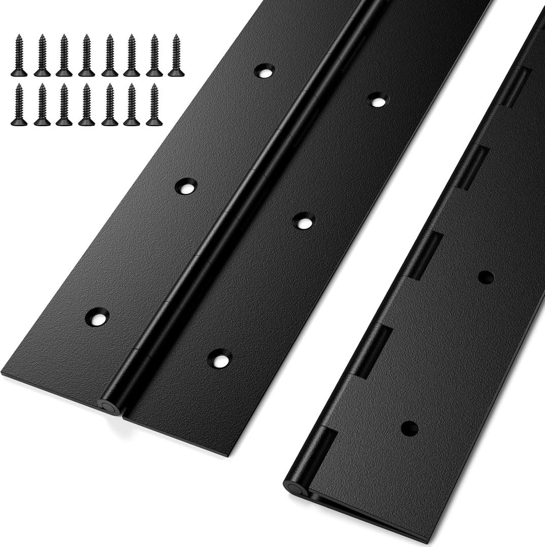 2Pcs Heavy Duty Piano Hinge 36'' x 3'' Open Width, 0.060'' Leaf Thickness Stainless Steel Continuous & Piano Hinge for Folding Furniture, Cabinet, Storage, Heavier Doors and Lids (Black)
