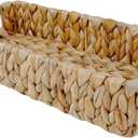 Handwoven Water Hyacinth Storage Wicker Basket with 2 Handles - Brown