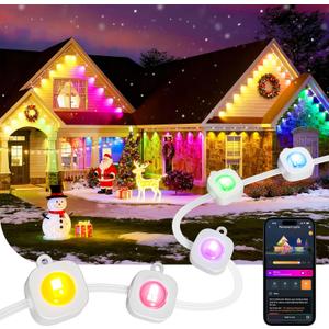 Linkind Permanent Outdoor Lights,100ft with 72 Triple-LED,AI Lighting,Smart RGBTW for Christmas Lights Outdoor,Christmas Decorations, IP67 Waterproof, Works with Alexa,Google Assistant