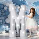 Marquee Letters 4 Feet Tall Large Light Up Letters Baby Shower Decorations Wedding Engagement Proposal White Party Decorations Marry Me Mr and Mrs Sign Big Cardboard Backdrop M