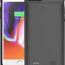 Battery Case for iPhone 6 Plus/6s Plus/7 Plus/8 Plus, Enhanced 10000mAh Rechargeable Charging Case Extended Battery Pack Compatible with iPhone 6/6s Plus/7 Plus/8 Plus (5.5 inch) Charger Clip(Black)