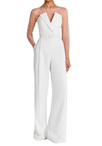 LETSVDO Women's Elegant Strapless Jumpsuit Dressy Sleeveless Wide Leg Tube Top Formal Wedding Cocktail Party Rompers Outfits, XL