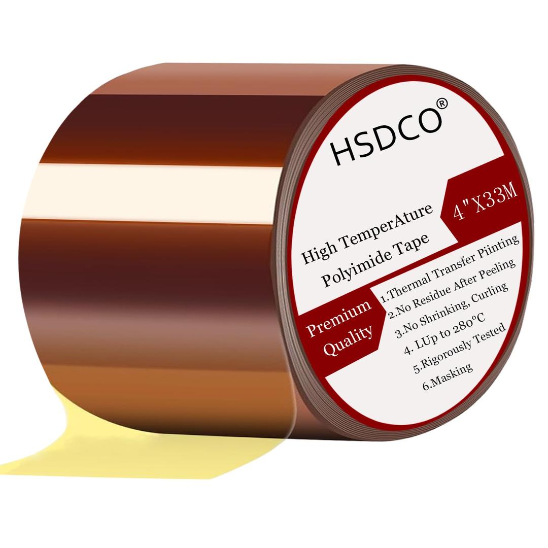 2-Inch High Temperature Resistant Tape - Protective Polyimide Tape for Electronics, Soldering, CPU & PCB Masking, 2 Rolls (1" x 108 ft, Amber)