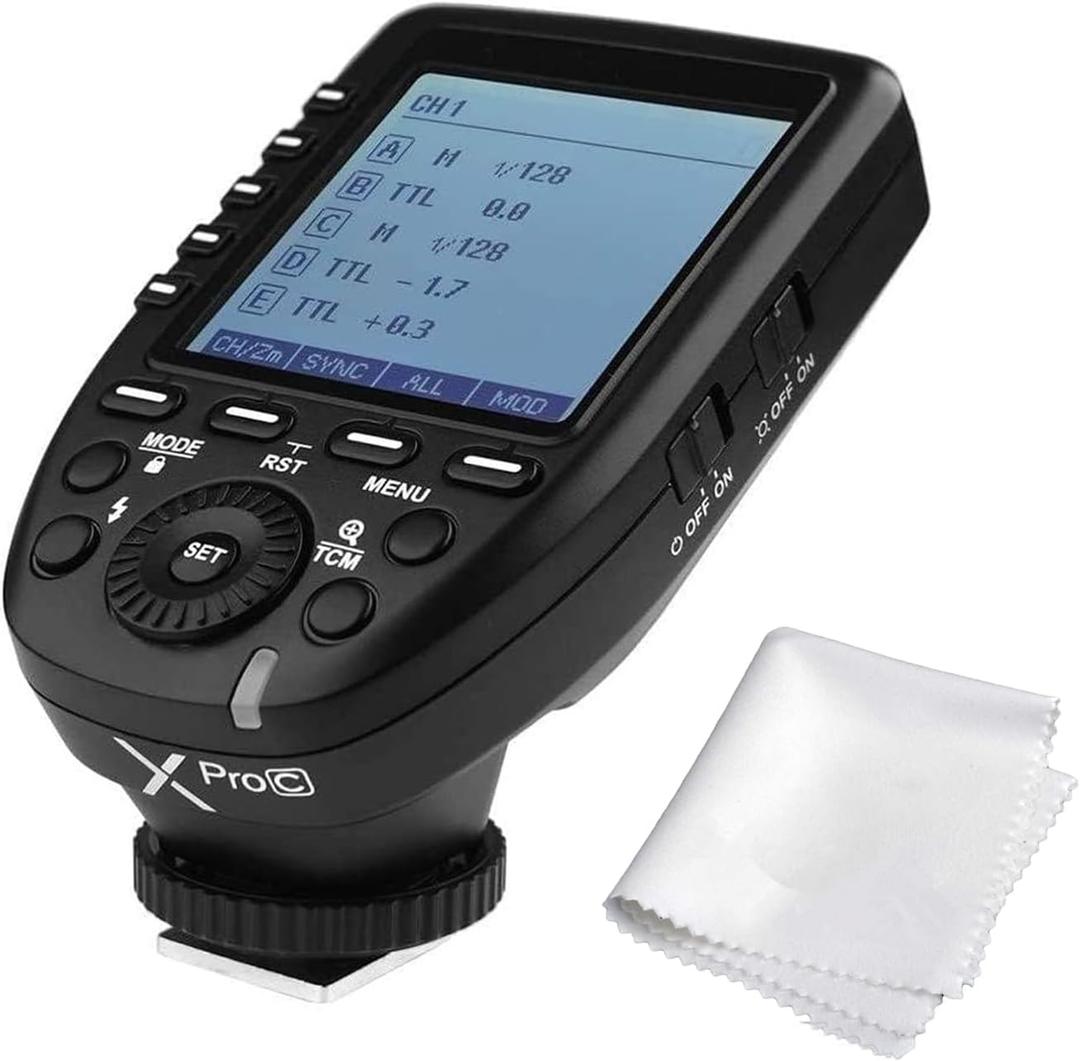Godox XproC Xpro-C TTL Wireless Flash Trigger for Canon, 1/8000s HSS TTL-Convert-Manual Function Large Screen Slanted Design 5 Dedicated Group Buttons 11 Customizable Functions (XProC for Canon)