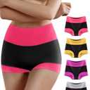 MEIYATING Women's Boyshorts Underwear Cotton Boxer Briefs High Waisted Panties Plus Size 4 Pack Multicolor