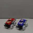 Light-Up Monster Truck Toys (2-Pack) Push-&-Go Cars with Glowing Wheels Birthday Gift for Toddlers, Boys & Girls Ages 3+ Durable Friction-Powered Trucks Batteries Included Red and Blue