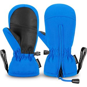 Andake Kids Ski Mittens Gloves Waterproof&Breathable Winter Warm Snow Gloves for Ages 1-10 Toddler Baby Girls and Boys (XXXXS(Fits 1-2Y), Blue)