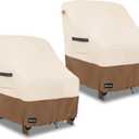 Patio Adirondack Chair Cover 2 Pack,600D Waterproof Heavy Duty Outdoor Chair Covers,Adirondack Chair Covers(30W x 34D x 36H inches),Patio Furniture Covers,Beige&Brown