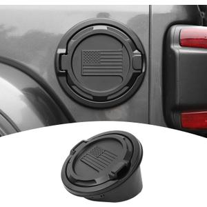 for Jeep JL Gas Cap Door Cover Aluminum Alloy for Jeep Wrangler JL JLU 2018-Present Black American Flag Design