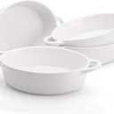 Foraineam 4 Pack 20 Ounce Porcelain Ramekins with Double Handles Oval Creme Brulee Souffle Baking Dishes