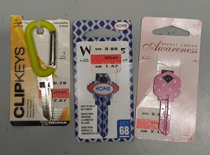 Set of 3 ( CLIP KEY-68-SC1-ASST6 + Hillman Group Rsc WACKEY-68-SC1-HOME-RWB )