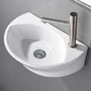 VESLA HOME Small Rv Bathroom Sink, 16" x 12" Porcelain Tiny Wall Mount Sink, Mini Floating Corner Sink for Vanity Utility Half Bath Powder Room