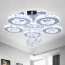 Modern Crystal Ceiling Light LED Chandelier Five Rings Ceiling Light Chandelier for Dinning Room Bedroom Kitchen (Cool White)