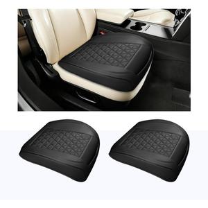 2PCS Leather Car Front Seat Cover, Anti-Slip & Full Wrap Driver Vehicle Seat Bottom Cushion Pad with Storage Pockets, Breathable Comfortable Automotive Chair Protector, Universal Fit (Black)
