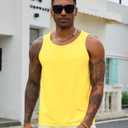EKLENTSON Men's Workout Tank Top Summer Quick Dry Gym Shirts Muscle Sleeveless Cotton Shirt Moisture Wicking Beach (Yellow, M)