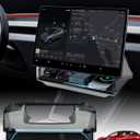 Hidden Under Screen Storage Box for 2016-2026 Tesla Model 3/Y & Model 3 Highland with Silicone Anti-Slip Mat Easy Install Hidden Design Center Console Organizer Tray