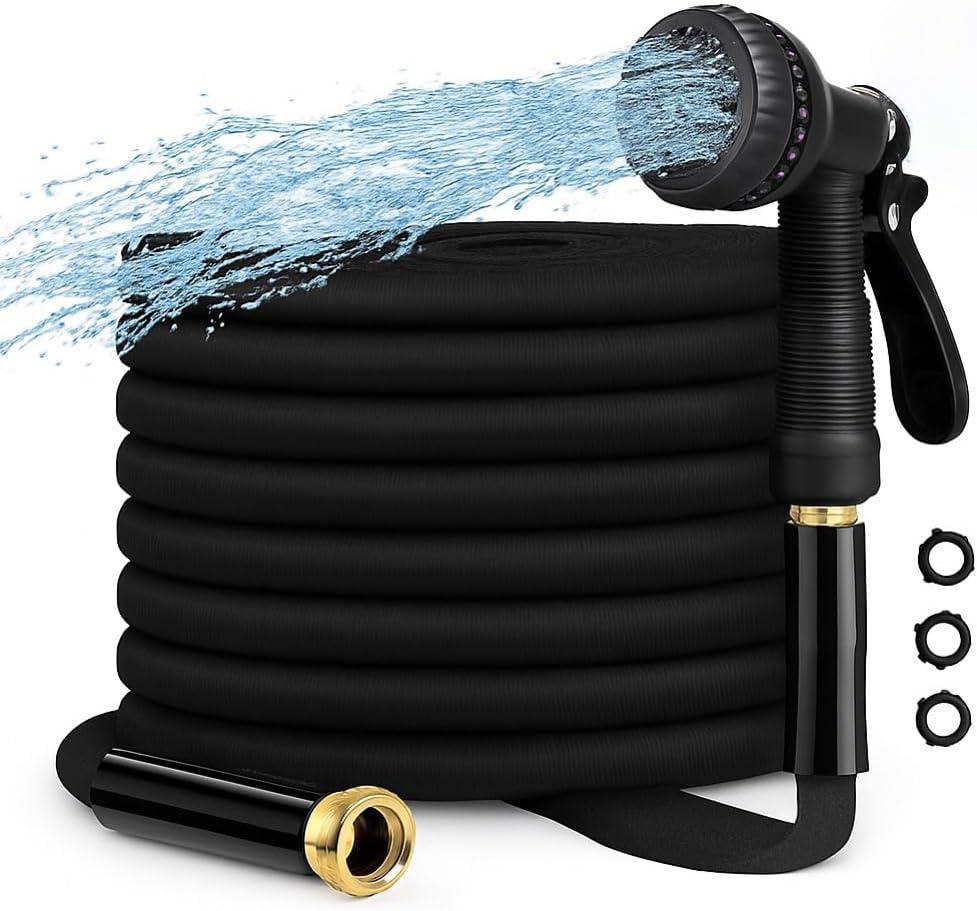100FT Garden Hose with 8 Spray Nozzle  Lightweight, Kink-Free, Leakproof Flexible Water Hose for Yard, Lawn & Car Wash