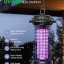 Buzbug LED Bug Zapper Indoor Outdoor, Up to 50000 Hrs Lifespan Lamp, Energy Saving & Dual Band Attraction, 5.6 ft Power Cord, High Voltage Mosquito Fly Zapper Trap Killer -MO008C