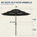 10FT Patio Umbrella 3 Tiers Outdoor Market Umbrella w/Push Button Tilt, Crank, UV and Waterproof Table Umbrella for Garden, Pool, Backyard, Deck, Lawn, Black