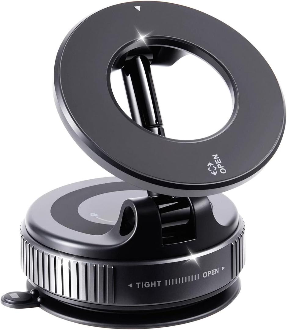 Vacuum Magnetic Suction Car Phone Holder Fold-able and and Hands-Free 360 Adjustable Rotation Phone Mount, Compatible with All Smartphones