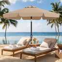 AreShark 9FT Valance Patio Umbrella, Outdoor Table Umbrella with Tilt and Crank, Outdoor Market Umbrellas W/ 8 Sturdy Ribs UV Protection for Garden, Deck, Backyard and Pool, Beige
