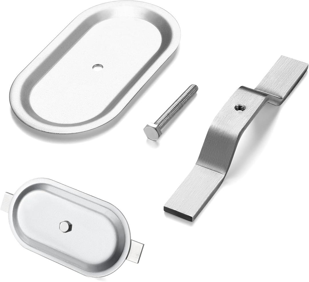 3" x 5.5" Oval Hand Hole Cover for Light Poles Galvanized Steel Cover Plate with Stainless Steel Mounting Strap and Bolt