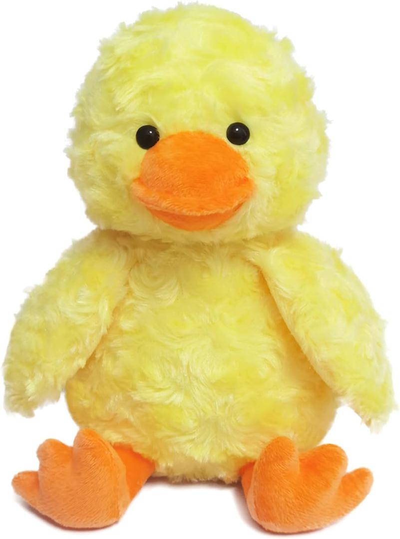 Rose Duck Plush Stuffed Animal, Cute Furry Yellow Duck Toy, Soft Cuddly Plushie Hugger Toy for Boys Girls, Gifts for Kids or Girlfriend, 9 Inches (Small-9'', Yellow)
