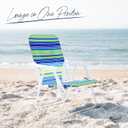 Caribbean Joe Folding Beach Chair, 1 Position Lightweight and Portable Foldable Outdoor Camping Chair with Carry Strap, Blue and Lime Stripe, 22" x 16.5" x 25.2"