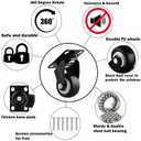 1.5" Casters Set of 12 Heavy-Duty Industrial Caster Wheels Double Ball Bearing Swivel PU Casters Noiseless for Workbench, Furniture, Plate Castors Black