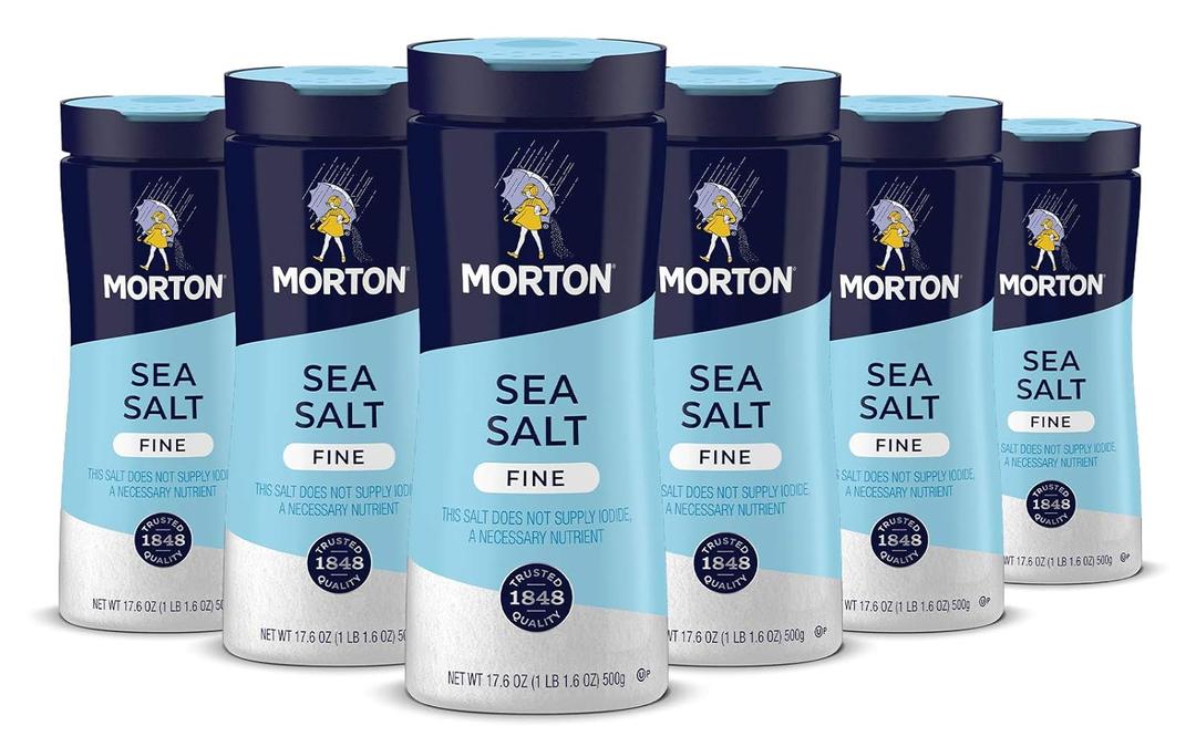 Morton Sea Salt, Fine, 17.6 Ounce (Pack of 6)