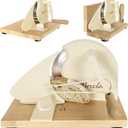 Brvclon Foldable Manual Bread Slicer with Wooden Board & Foldable Handle,0-0.9" Adjustable Thickness,Serrated Blade & Suction Cup,Bread Slicer for Homemade Sourdough Bread,Soft Bread,Bagels,and More