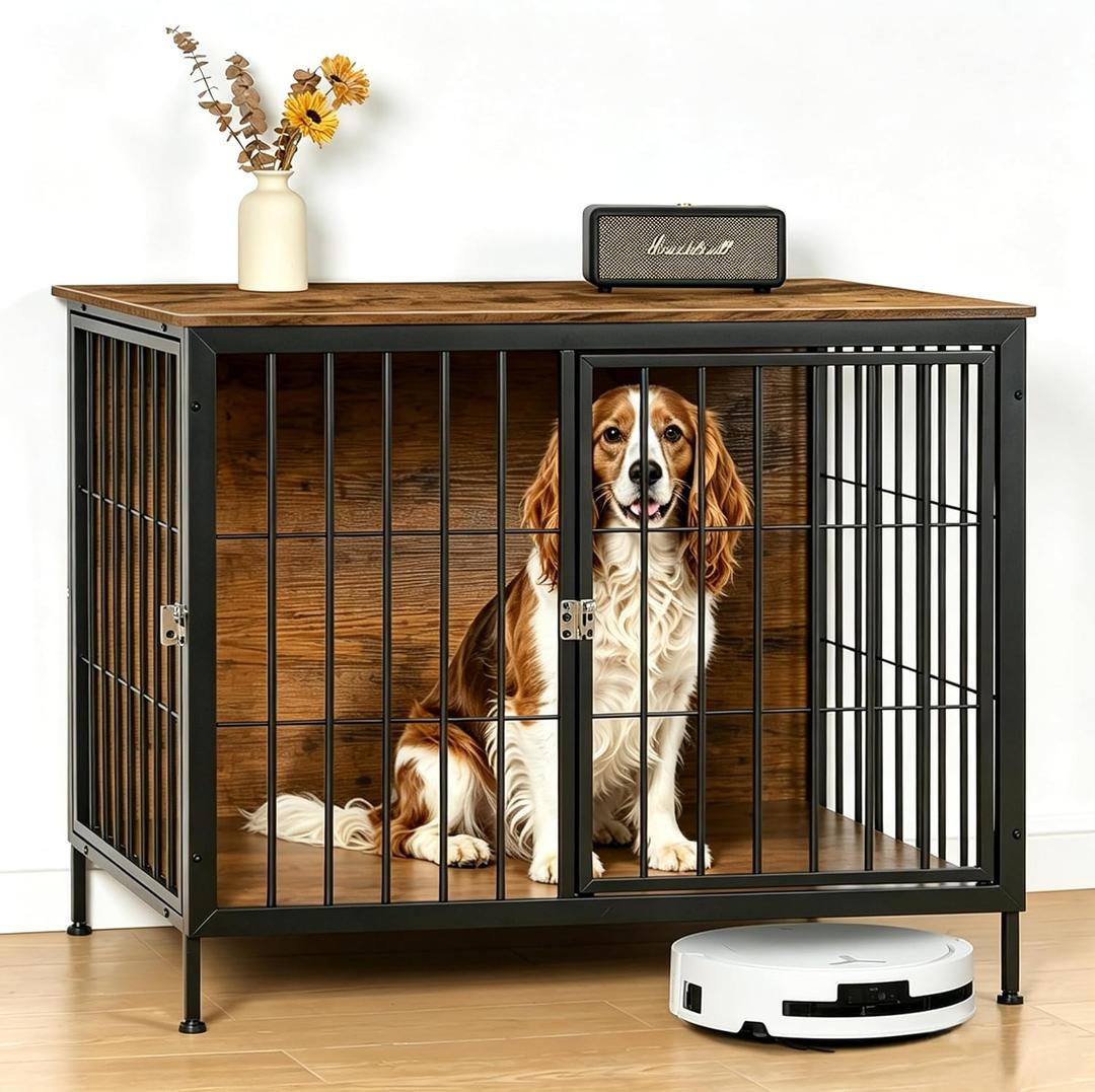 DWANTON 37.5" Heavy Duty Dog Crate Furniture, Dog Kennel Furniture Indoor