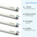 4 Pack F14T8/CW Fluorescent Light Bulb,T8 14 Watts 4100K Cool White T8 Linear Tube, G13 Medium Bi-Pin Base,14.75 inch Overll Length