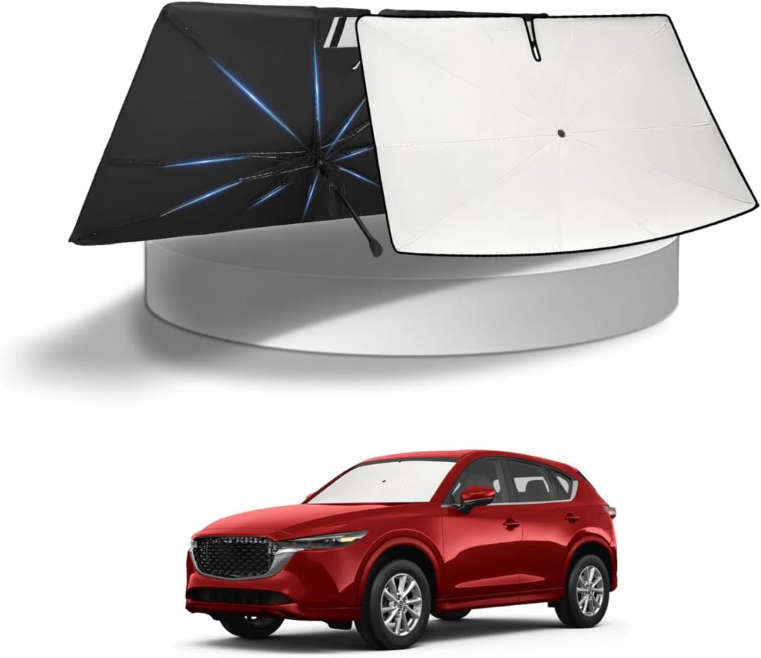 KUST Sun Shade Umbrella for 2017-2025 Mazda CX-5 CX5 CX 5 | Custom Fit Windshield Sunshade | Foldable Sunshade with Bendable Handle | Blocks Heat & UV Rays Keep Car Cool Sunshield
