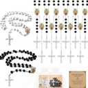 14 inch Wooden Rosary Beads Bulk Necklace,Virgen De Guadalupe Rosaries for Baptism Favor Our Lady of Guadalupe First Communion Scented Rosary with Organza Bag Rosaries Catolicos for Women Men