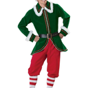 Men's Elf Christmas Santa Claus Costume Deluxe Set Cosplay Suit Clothing, Size XXL