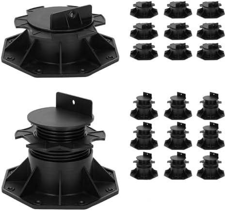 12 Pack Adjustable Deck Support Pedestal, Deck Support Pedestals Adjustable Height from 2-3/8" to 5-1/2"