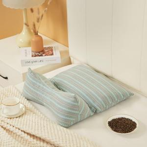 ZHIWEIKJ Dog Bone Neck Support Pillow with Buckwheat Hull Adjustable Cervical Pillow 3D Stripes Print Lumbar Pillow Separable Design Soft Breathable(I)