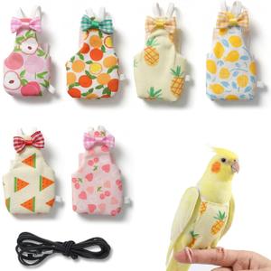 7 Pcs Bird Diaper - Reusable Parrot Diaper with Waterproof Inner - Cute Chicken Pants Pet Diapers Nappy for Parakeet, Cockatie,l Mini Macaw, Canary, Pet Chicken & Duck
